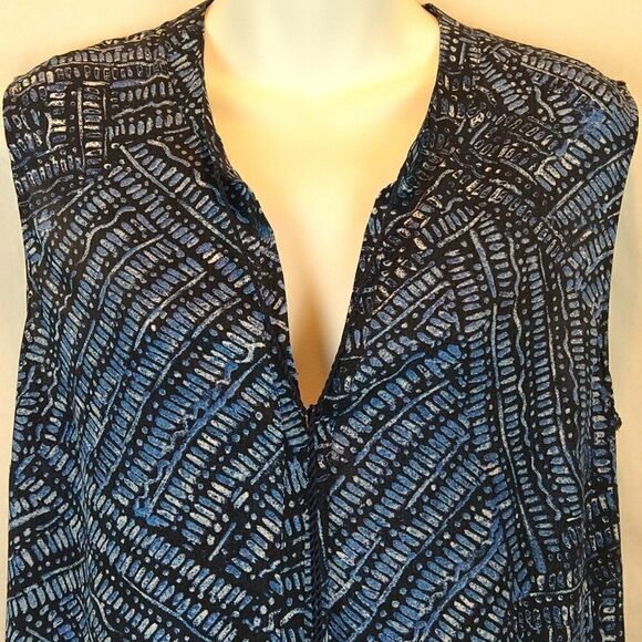 ZOZO boho Blue tribal Print  Sleeveless Midi tunic dress Sz L - Picture 3 of 11